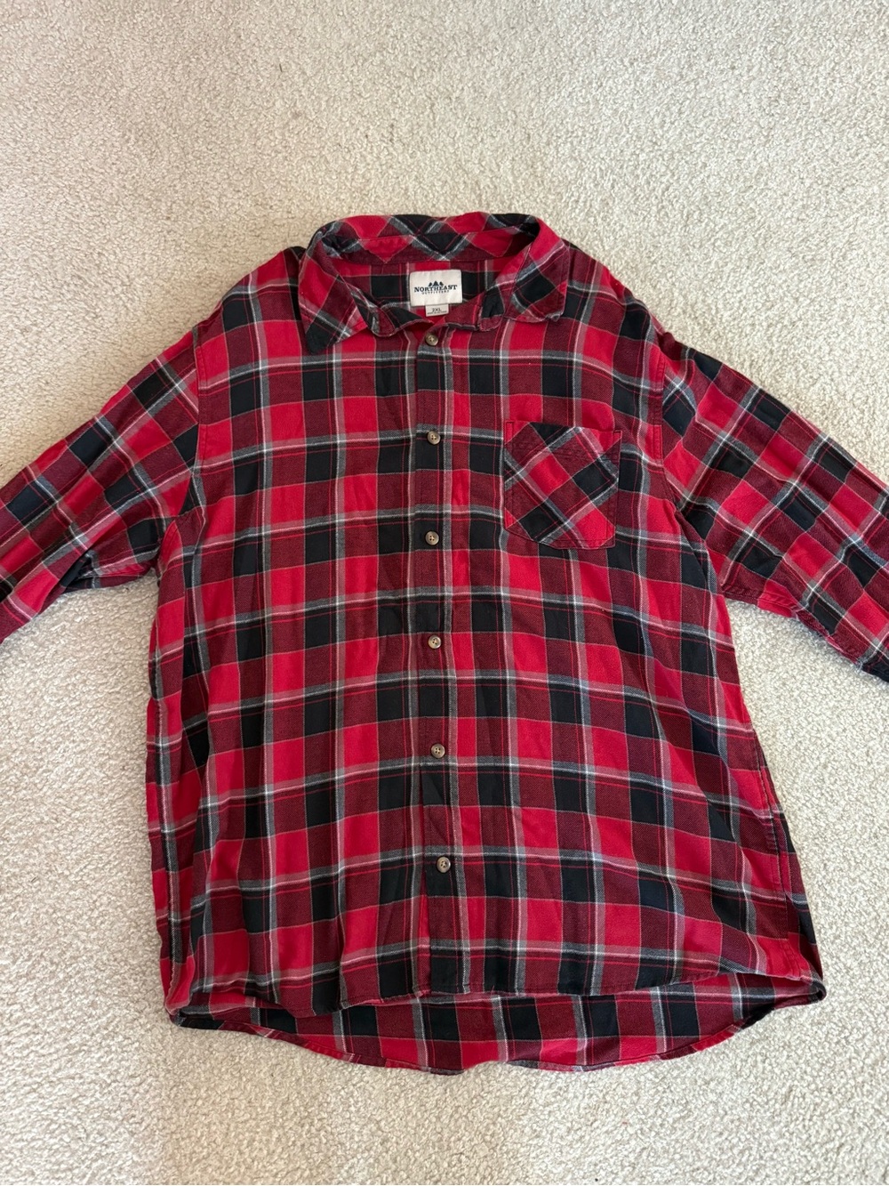 Classic Red & Black Plaid Flannel Shirt - Men